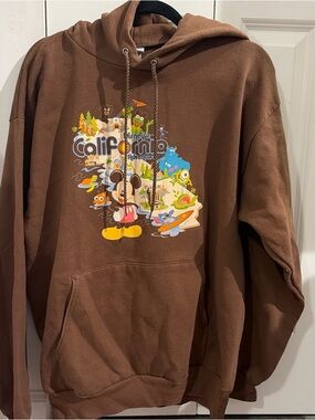 Disney Brown Crewneck Sweatshirt with Colorful California Adventure Graphic